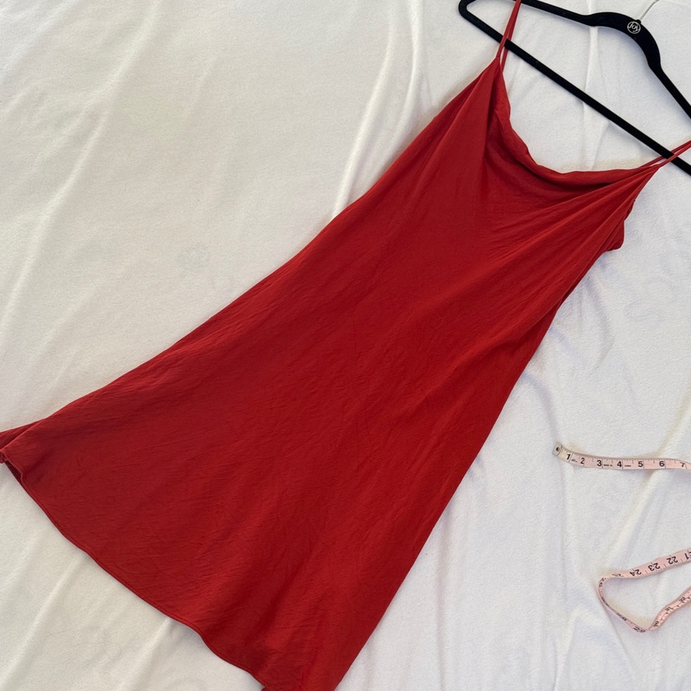 Loft Orange Red Cowl neck Slip Dress 6 - Picture 5 of 9